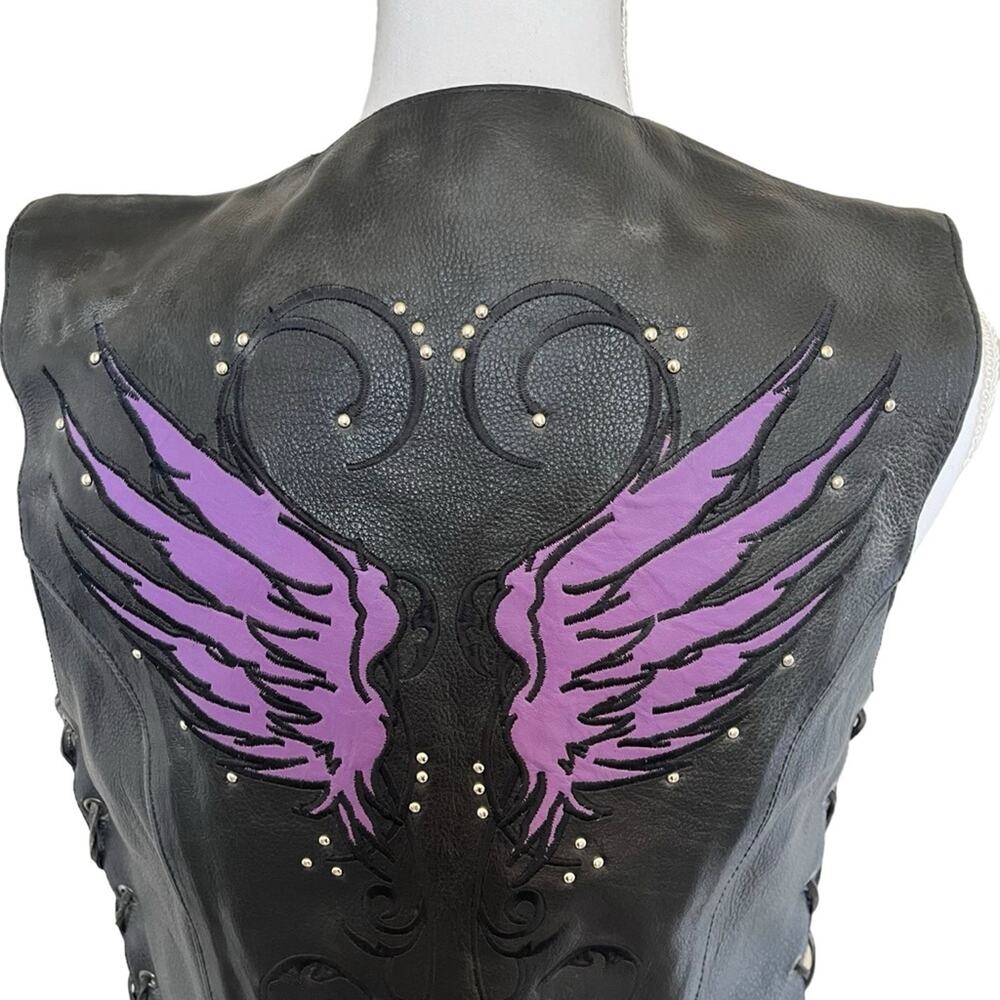 Milwaukee Leather Women's Vest Stud and Wings Size S Black Purple Moto NWT Biker - Picture 7 of 14